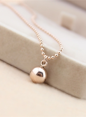 韩版时尚钢珠项链女玫瑰金七夕