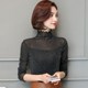 Bright silk turtleneck women's long sleeve mesh bottoming