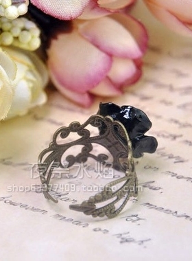 立体蔷薇玫瑰哥特风镂空戒指环