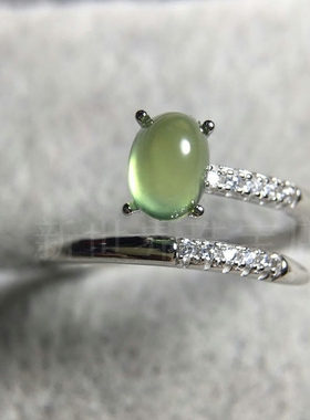 镀18k白金蓝松石日韩风欧泊戒指