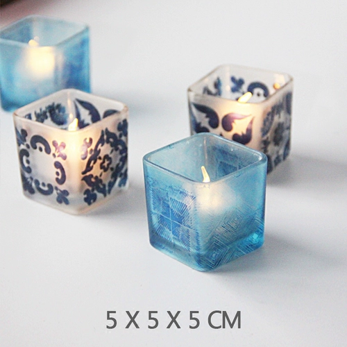 Jianmei 6cm Color Printed Square Glass Свеча таблет