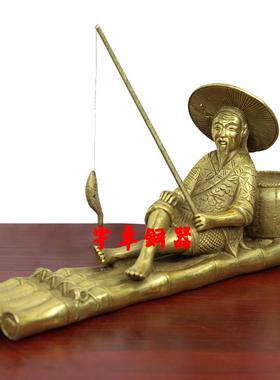 纯铜姜子牙鎏金摆件