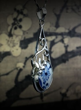 首饰明清老瓷镶嵌康熙配旗袍银饰