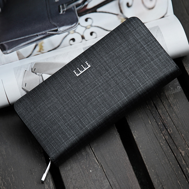elle homme男长款拉链多卡位手机包 ellehomme箱包钱包