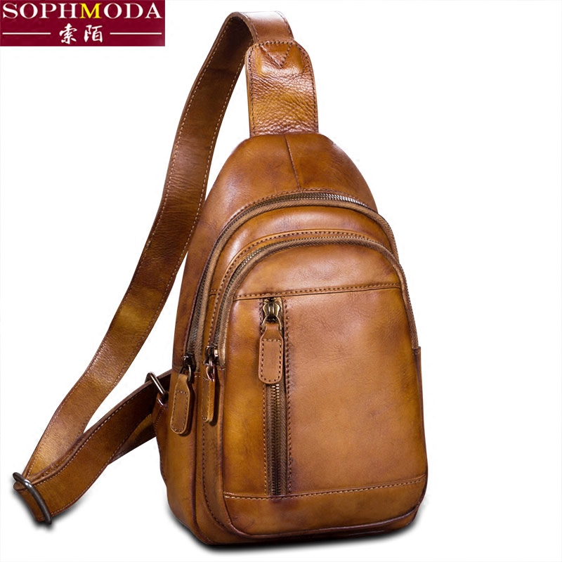 复古包包女士手工皮包休闲款斜挎包 sophmoda女士包袋
