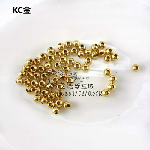 DIY饰品配件手工串珠材料 4MM小铁珠串孔珠子隔珠 kc金 100个 - 图0