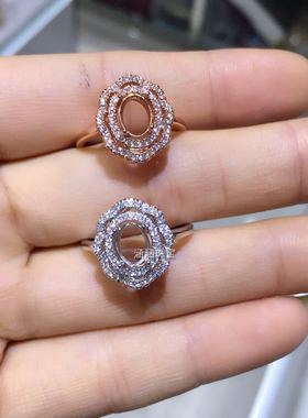 s925银吊坠戒指套装空托代镶各类主石等。可定做椭圆形5*7mm  x