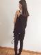 0Black Double Layer Chiffon Neck Adjustable Tank Top