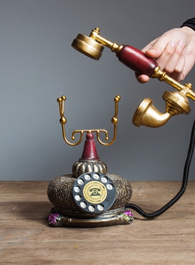 欧式创意复古摆件家居电话机书房