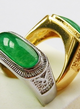 男马鞍戒指玉石镶嵌镀金镀银中式