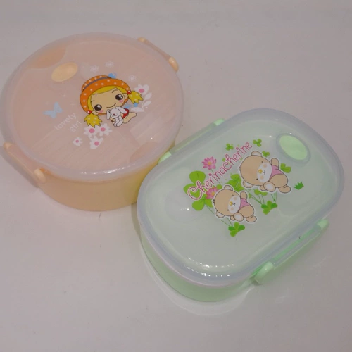 Двухэтажный пластиковый ланч-бокс, ложка с уплотнителем