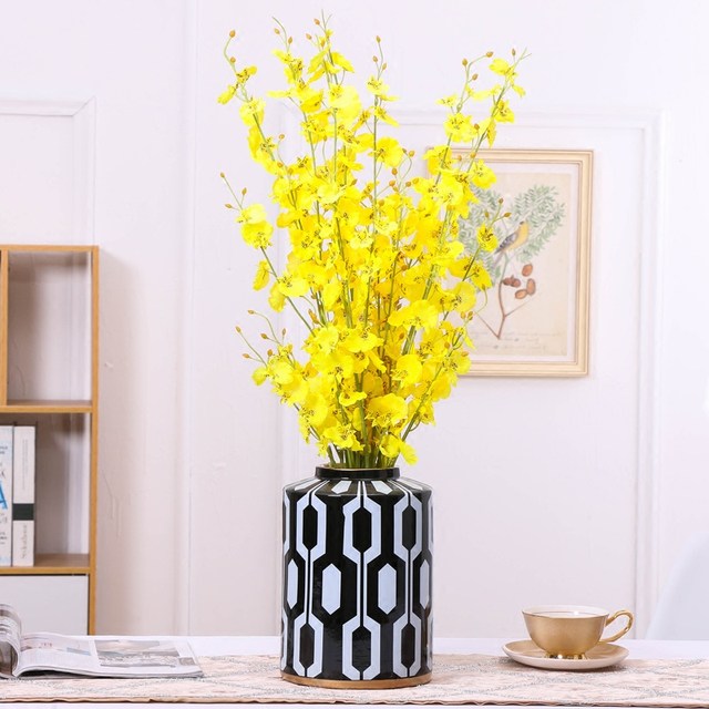Geometric pattern ceramic vase decoration living room neoclassical