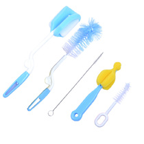 Baby bottle brush 5 pieces of cover baby bottle brush nylon sea cotton pacifier brushed straw brush 360-degree rotary cup brush