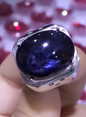 925纯银。男戒活口，主石戒指