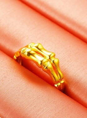 男女情侣戒竹子节节镀黄金仿真金