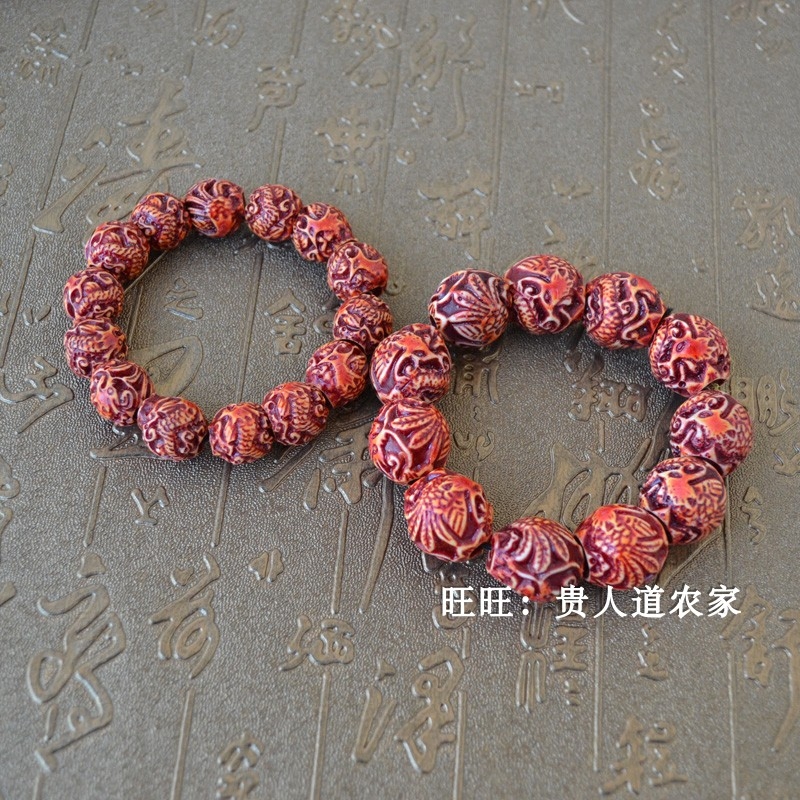 新品地摊 树脂龙凤手链 手串 珠手链情侣手链 男款 14/18mm - 图3