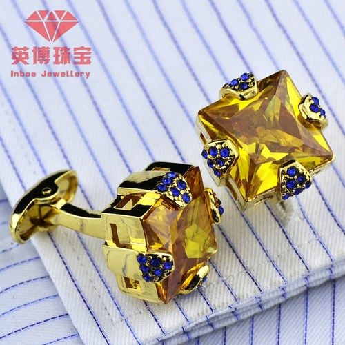 英博法式金属袖扣镶嵌工艺亮钻法式衬衫袖钉 cufflinks g728-图2