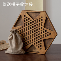 Large number of solid wood Checkers Children Puzzle Hexagonal Chessboard Adults Kid H Interactive Entertainment Game Toy Holiday Lilly