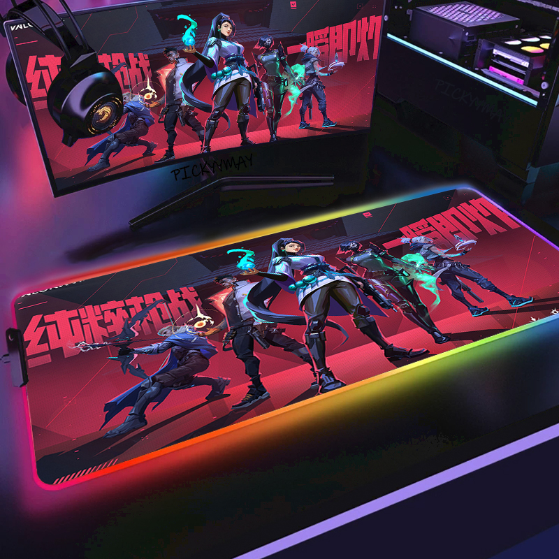 Malorant RGB Mousepad Luarge Gaming Mousepads Luminous Vouse-图1