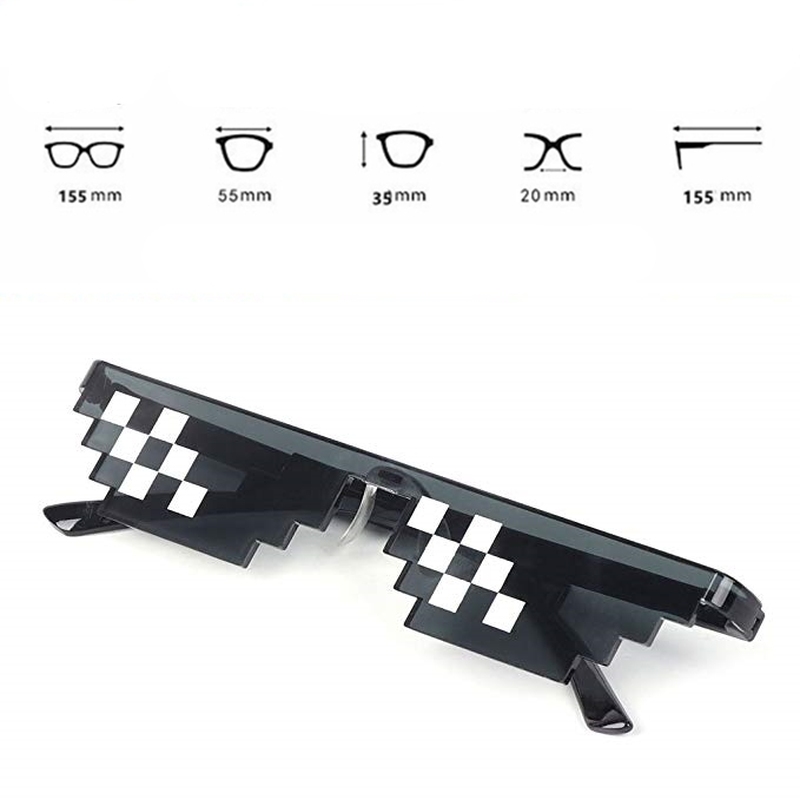 极速1PCs Mosaic 8 Bit Thug Life Sunglasses Pixelated Men Wom-图0