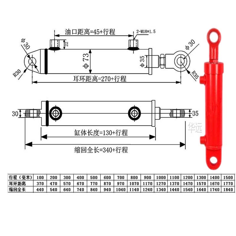 5吨液压油缸双向液压缸 63缸径升降小型前后耳环双作用质保一年 - 图1