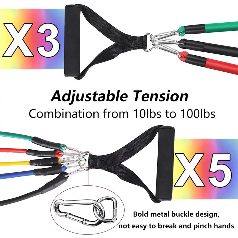 11Pcs/Setlratex Puo l Rope Resistance Bands IndooL Portable - 图0