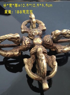 尼泊尔纯铜十字金刚杵 羯磨杵 宝杵 三色铜降魔杵 五股金刚杵12cm