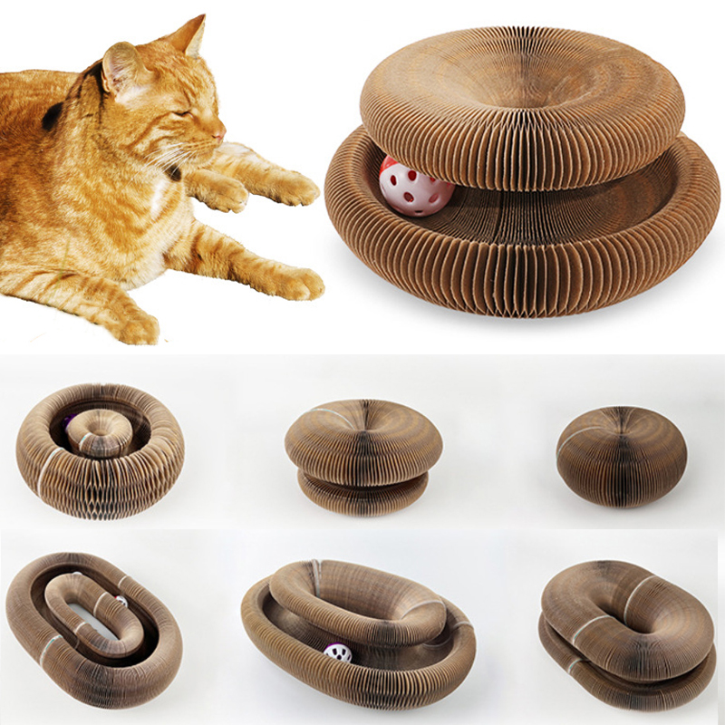 极速aw Cat Climbing Frame Round Corrugated Cats Interactive-图0