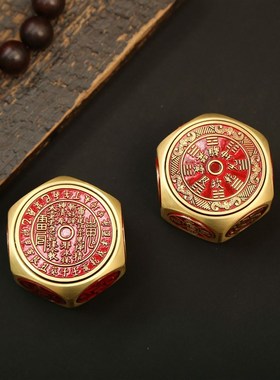 黄铜八面转转手把件工艺品摆件新中式桌面办公室山鬼花钱高档礼品