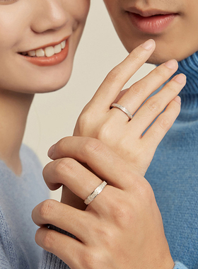 纯银闭口戒指情侣一对男女款磨砂小众设计对戒刻字520礼物送女友