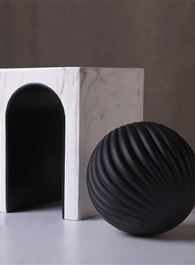 极简黑白几何拱门摆件北欧风样板间客厅电视O柜家具店展厅软装饰