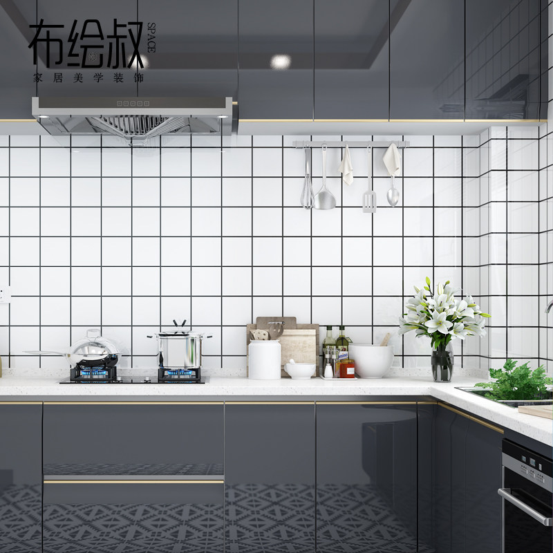 厨房防油贴纸墙面自粘墙纸防水防潮墙贴膜防火灶台壁纸瓷砖耐高温