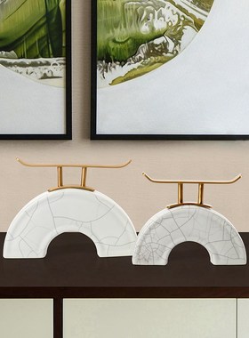 厂促新中式酒店大堂玄关软装摆件样板房间客厅酒柜创意陶瓷家现货