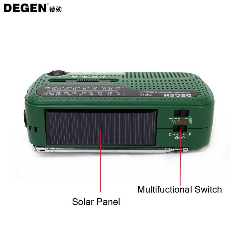 厂家DEGEN DE13 FM AM SW Crank Dynamo Solar Power Emergency R - 图2