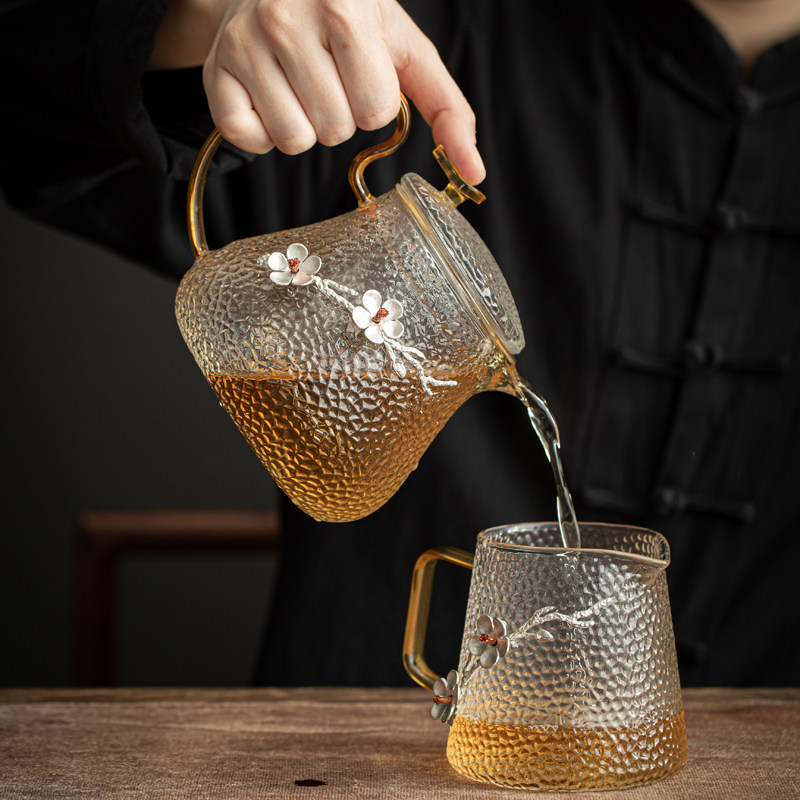 馨玉坊锤纹加厚玻璃茶壶耐高温泡茶壶办公家用玻璃水壶过滤花茶壶,淘宝优惠券,粉丝福利购,淘宝优惠卷