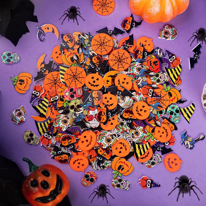 速发30 Pcs Halloween Buttons Sewing Crafts Pumpkin Skull Wit - 图2