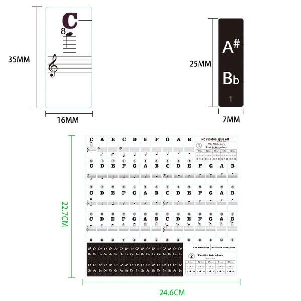 ansparent detaceable muysic decal netos piano khyboa-图0