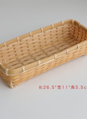 手艺人手作竹制h品竹编器皿长形收纳筐餐具筷子茶叶包小物收纳i.