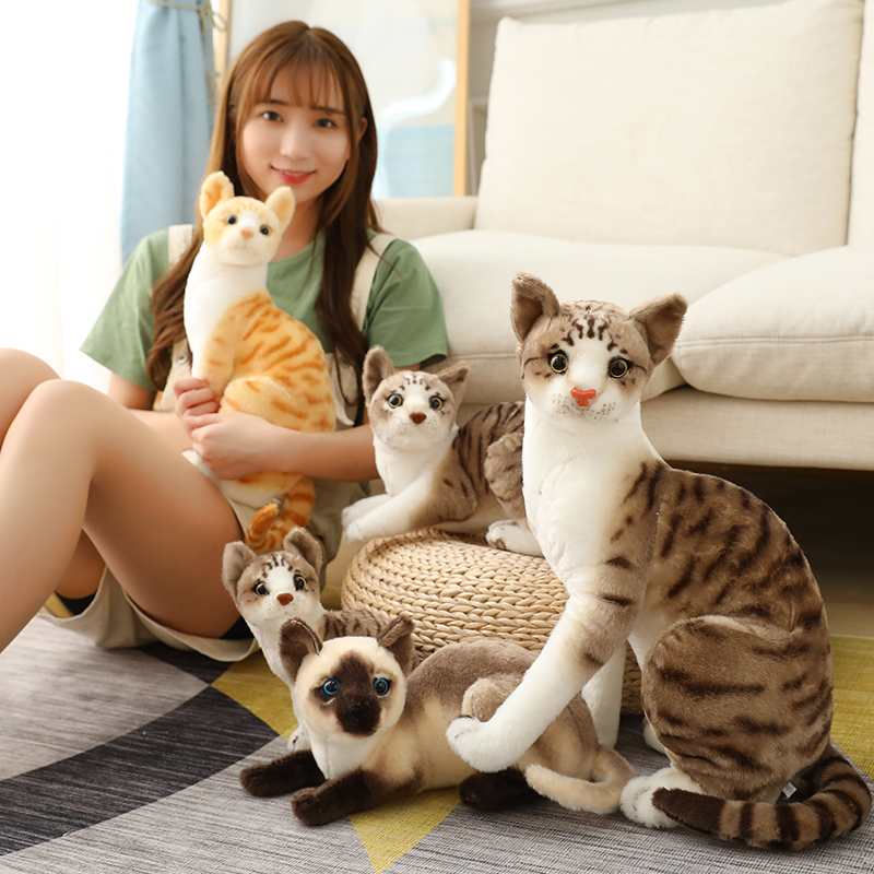 极速Juguete de peluche de gatos siameses realistas para ni? - 图1