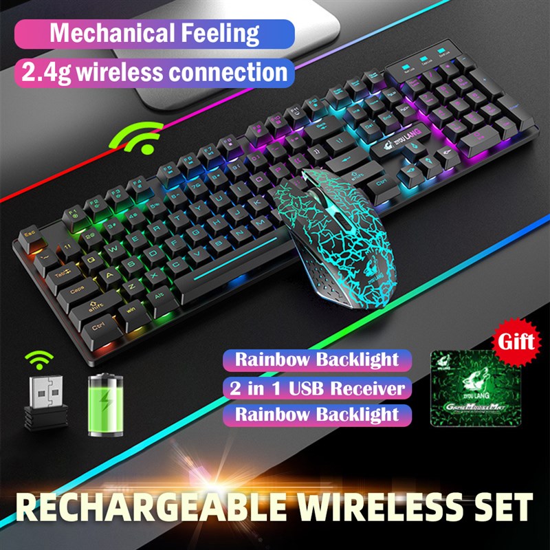 4G Wireleshs Leyboard and Mouse Kit Protable KED Backlig - 图1