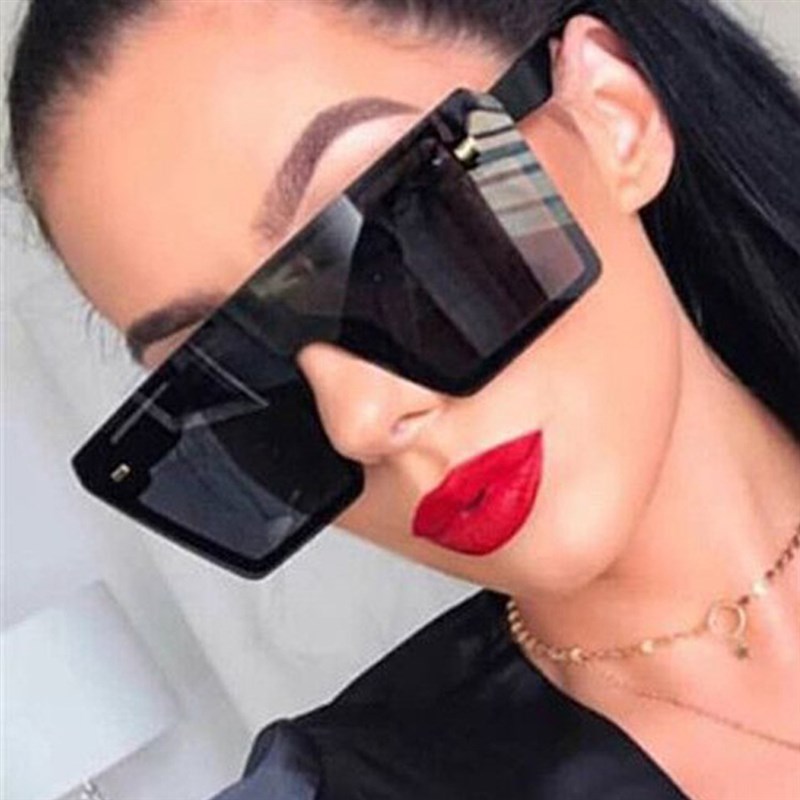 Oversized Shaces Women SunglasseCs BladkqFashion S uare Glas - 图0