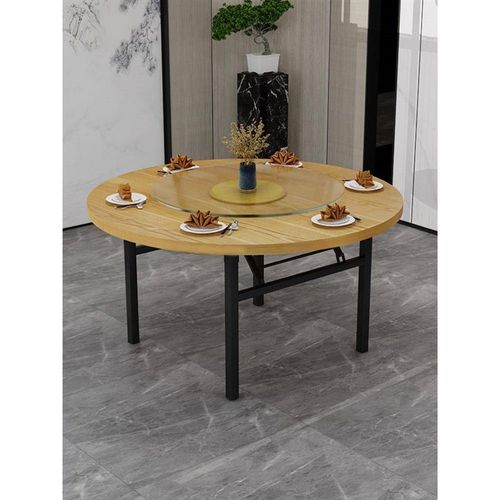 加厚大圆桌面实木圆桌子台面家用酒店可折叠杉木圆桌面板圆形餐桌 - 图1