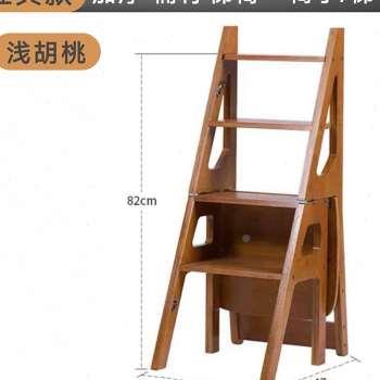 高档实木厚家用加m多功能叠梯椅室内移动登折梯子高两用四步梯-图1