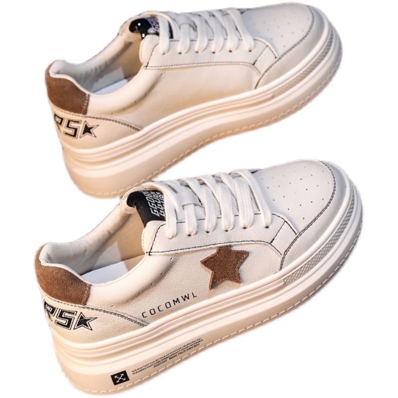 明星同款内增高小白鞋女2023年春秋新款厚底百搭运动休闲真皮板鞋