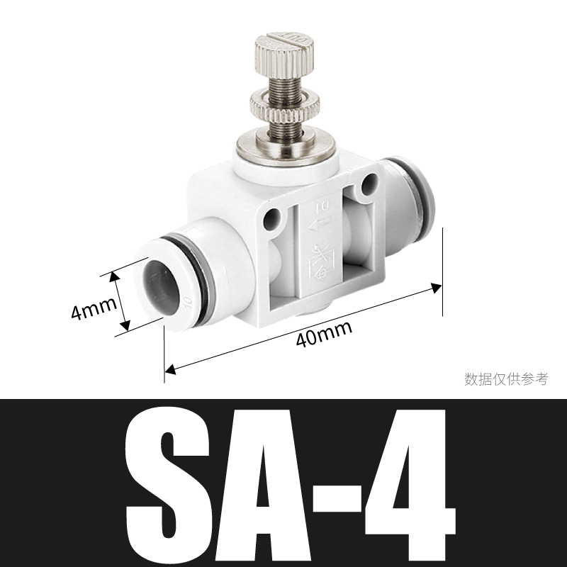 白色SA节流调速调节管道阀u快速插气动气管接头元件SA4/6/8/10-图0