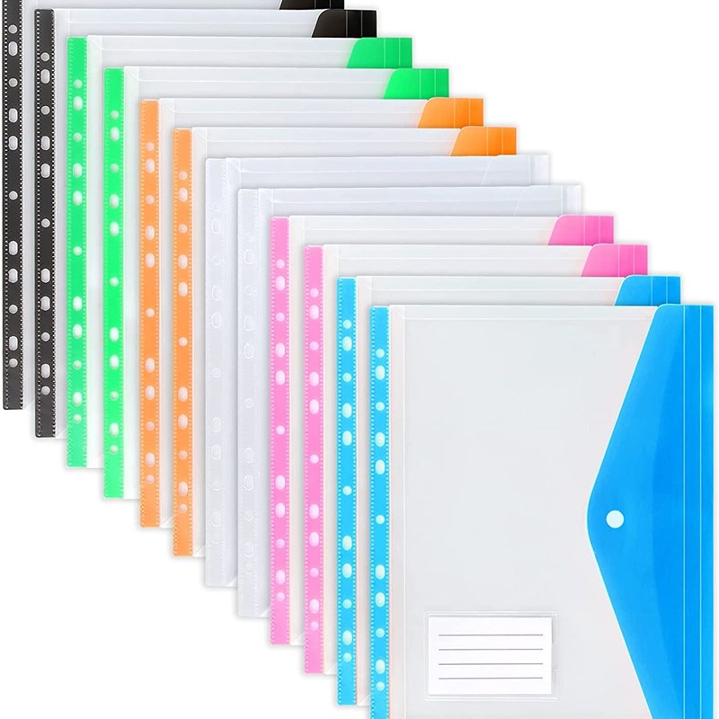 新品A4 Size Plastic File Folders Wallets Colorful Document F - 图0