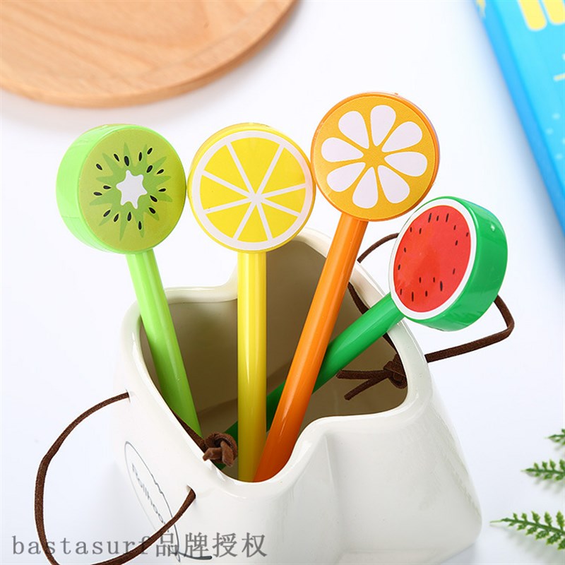 速发Cartoon round head fruit neutral pen cute learning stati-图0