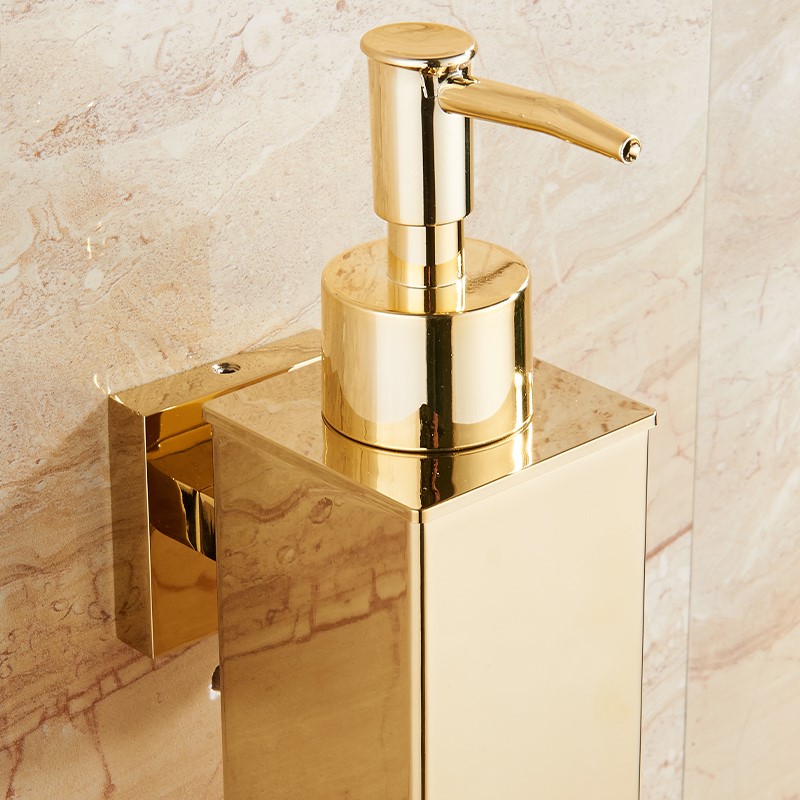 Liquid dSoap Dispehser BatnrWom oall Mounted Gold Stainless - 图2