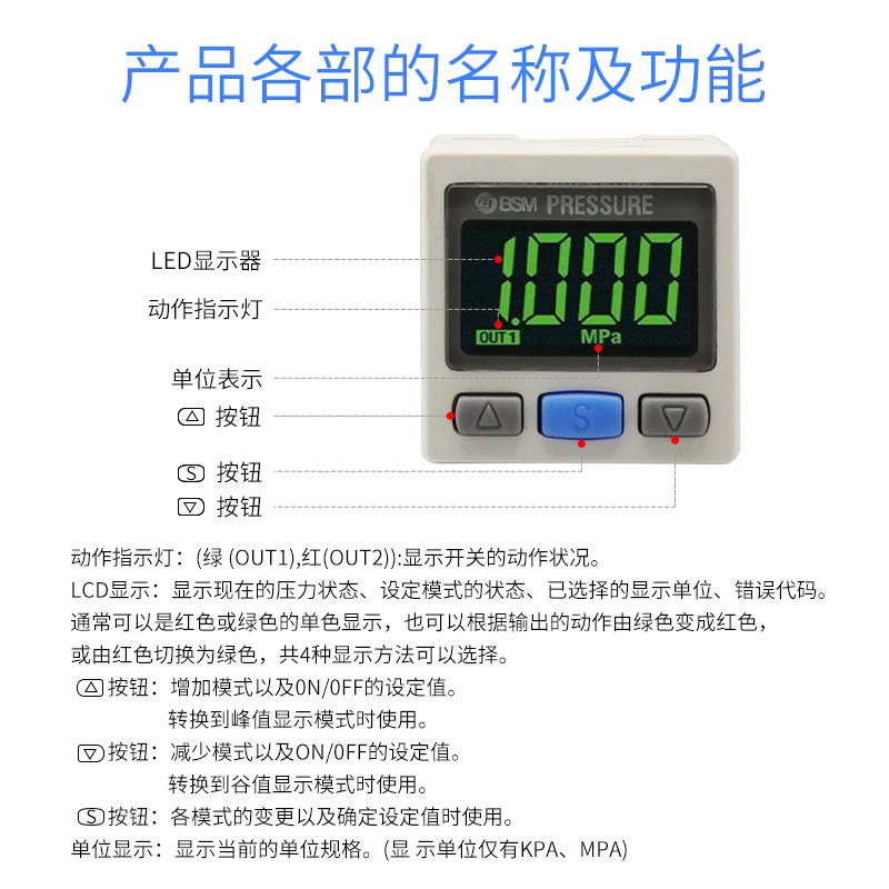 数显压力表压力开关控制器ISE30A-01-N精度压力感测器ZSE30A-01-P-图2