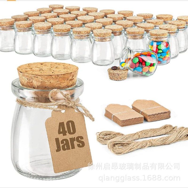 3.4盎司l玻璃布丁q瓶加厚牛奶杯蜡烛杯木塞玻璃瓶糖果礼品罐,淘宝优惠券,粉丝福利购,淘宝优惠卷